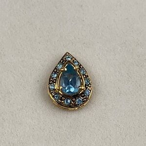 Silver .925 Gold tone and Light Blue Teardrop Pendant 1.48 total grams NEW